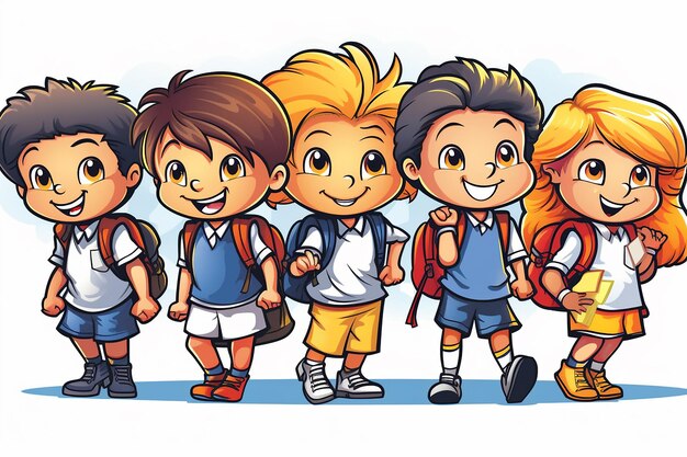 Photo vector of students wearing school uniforms vector illustration