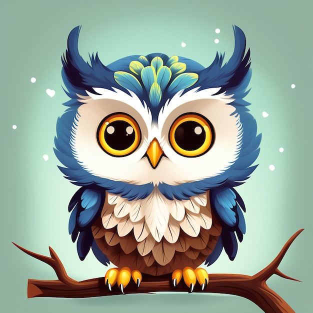 Vector style illustration of a cute owl