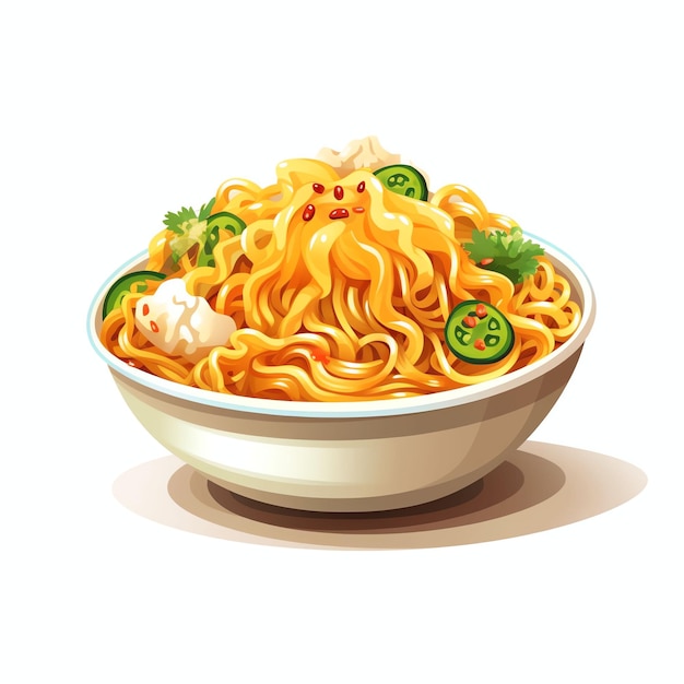 vector style noodles big portions white background