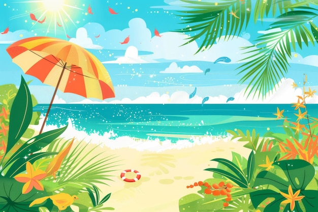 Photo a vector summer beach tropical paradise