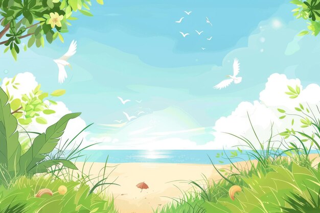 Photo a vector summer beach tropical paradise