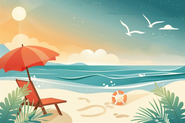 A vector summer beach tropical paradise