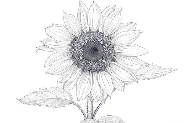 Photo vector sunflower and flower outlines in art design