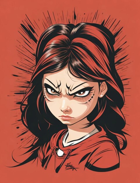 Photo vector teen girl with angry face