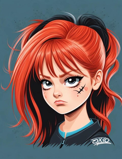 vector teen girl with angry face