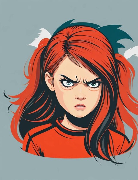 Photo vector teen girl with angry face