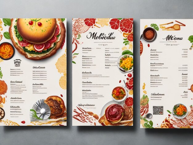 Foto menu di ristorante modello vettoriale con posate d'oro e caffè