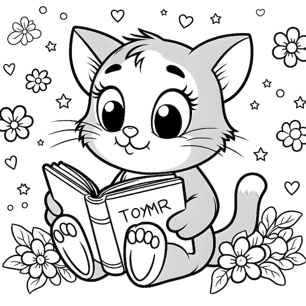 Photo vector tom face coloring page for children