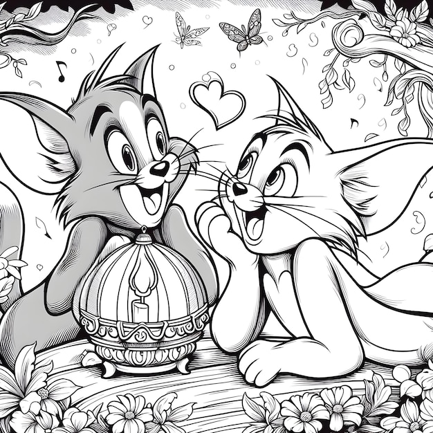 Vector Tom Jerry coloring page for children