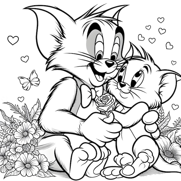 Vector Tom Jerry coloring page for children