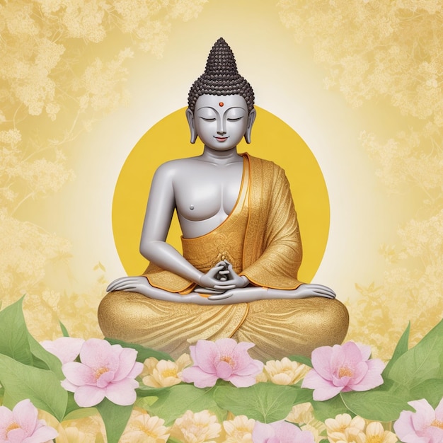 Vector traditional gautama buddha jayanti background for meditation