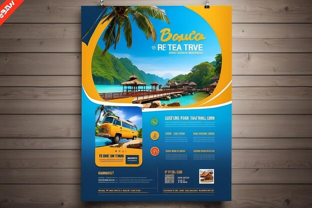 Photo vector travel flyer with photo of destinations