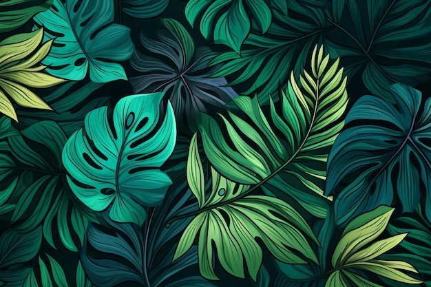 vector tropical leaves background