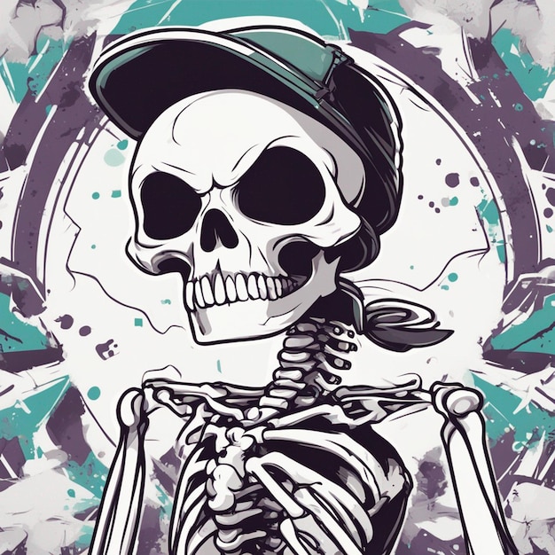 vector tshirt design illustration kawaii skeleton celebrating halloween high detail