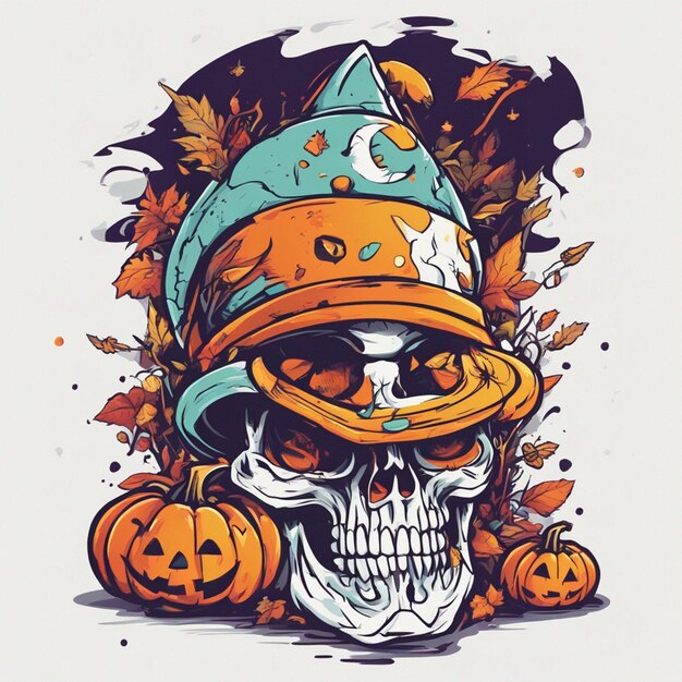 vector tshirt design illustration kawaii skeleton celebrating halloween high detail