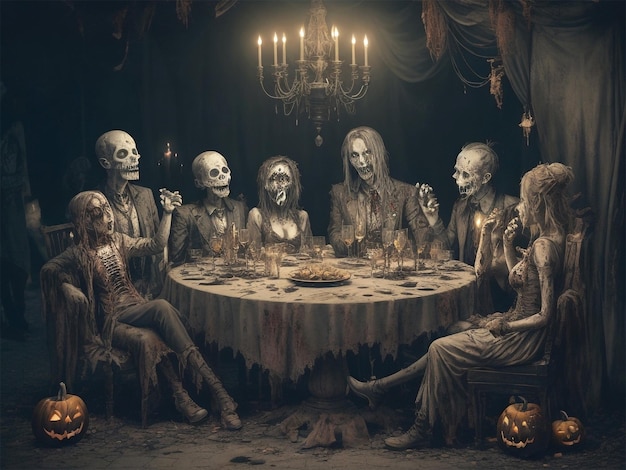 Vector tshirt design illustration zombies celebrating halloween high detail image