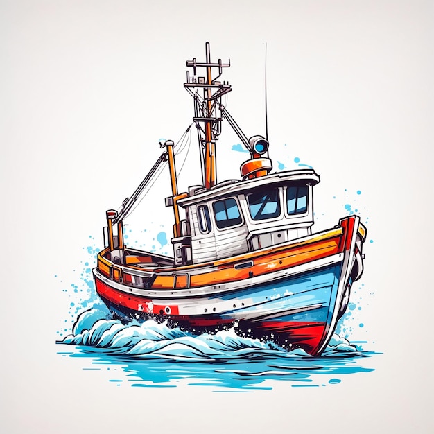 Premium Photo  Watercolor fishing boat clipart white background