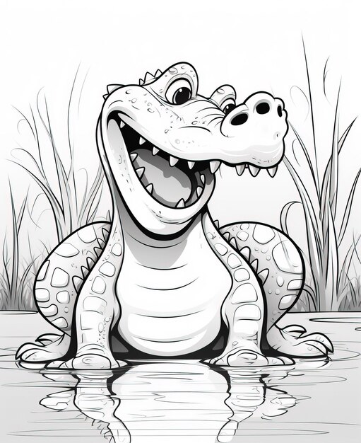 Vector van Crocodile in zwart-wit kleuren Dieren kleurpagina
