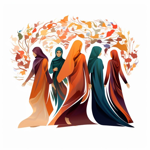 Vector van de Vrouwendag van de Emiraten met silhouet van vrouwen