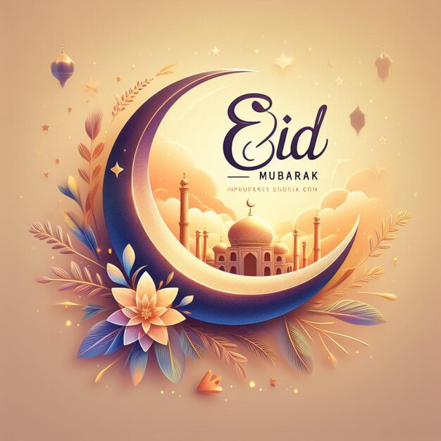 Foto vector van eid mubarak post voor eid dag