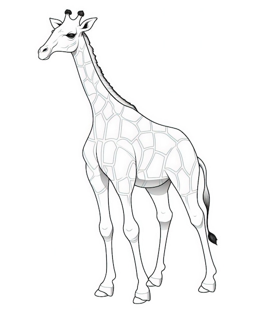 Foto vector van giraffe in zwart-wit kleuren dieren kleurplaat