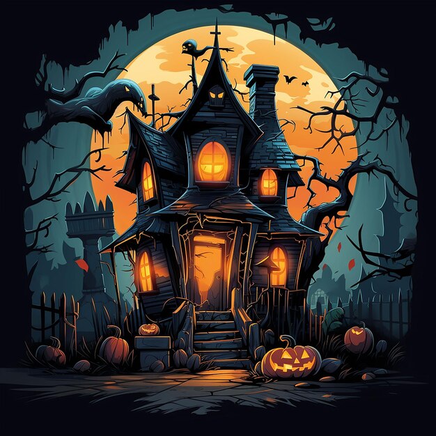 Foto vector van het huis van halloween