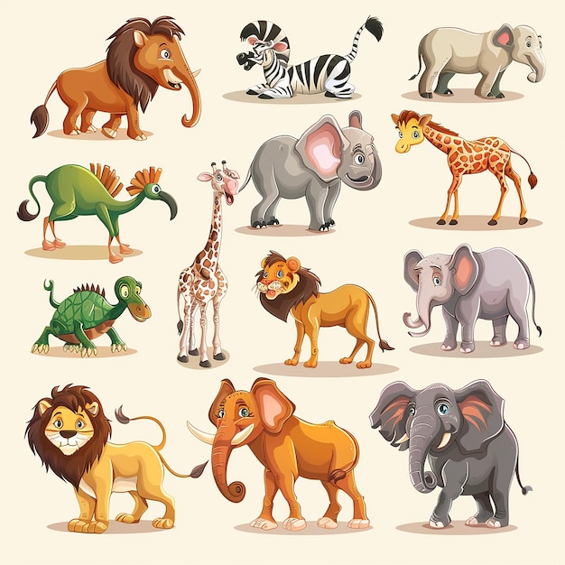 vector van verschillende wilde dieren cartoon stijl
