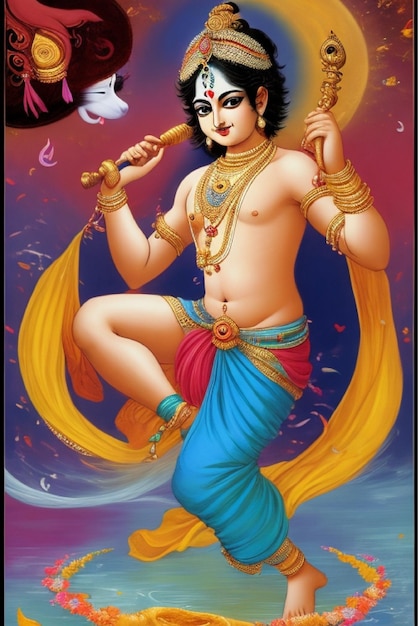 Foto vector vector illustratie van shree krishna voor janmashtami