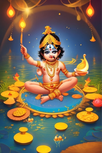 Vector vector illustration of shree krishna for janmashtami