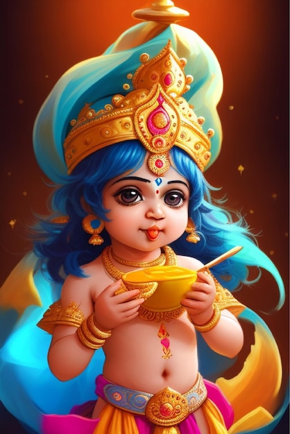 Vector vector illustration of shree krishna for janmashtami