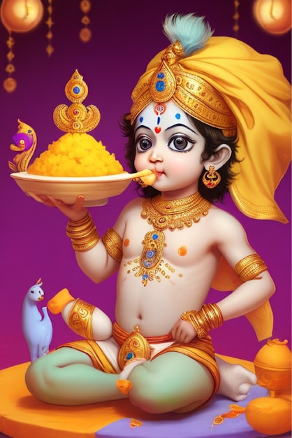 Vector vector illustration of shree krishna for janmashtami