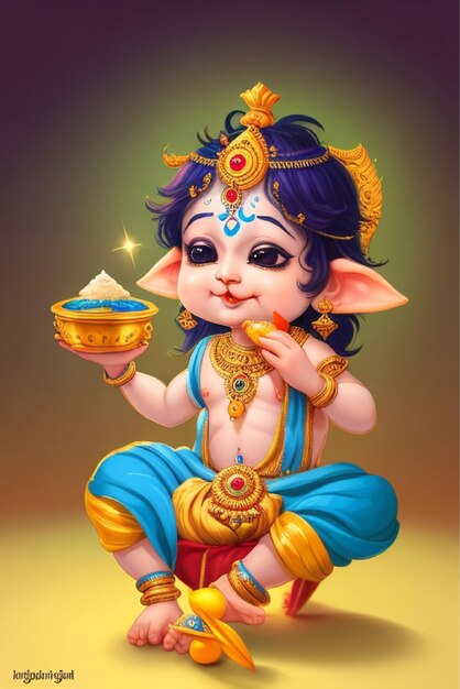 Vector vector illustration of shree krishna for janmashtami