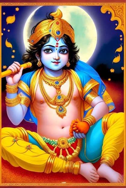 Vector vector illustration of shree krishna for janmashtami