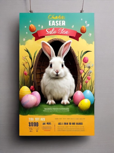 Photo vector vertical poster template for easter celebration