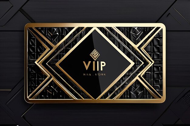 Vector VIP golden and platinum business card Black geometric pattern background