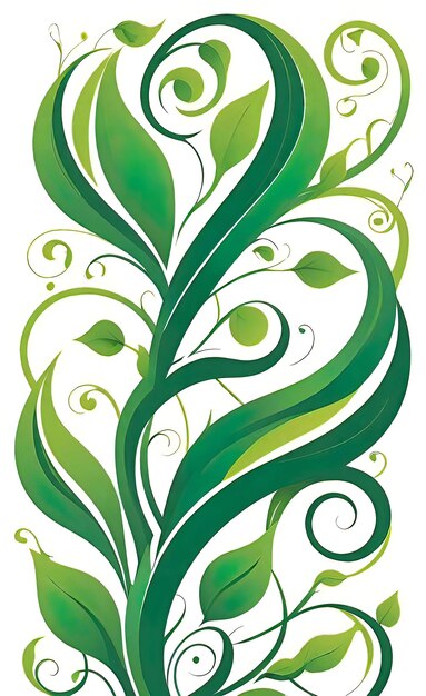 Photo vector wallpaper design of green vines and spiral flames isolated on white background abstract flor