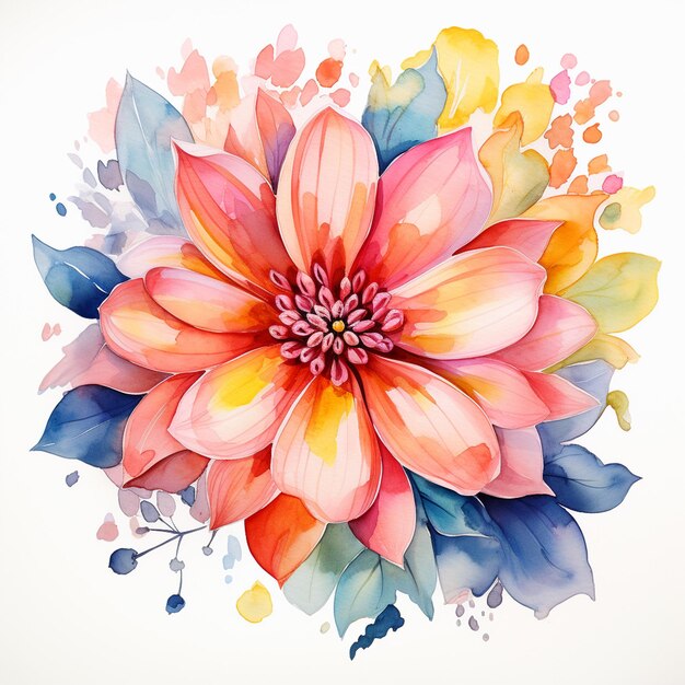 A vector watercolor flowers on white background