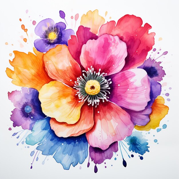 A vector watercolor flowers on white background