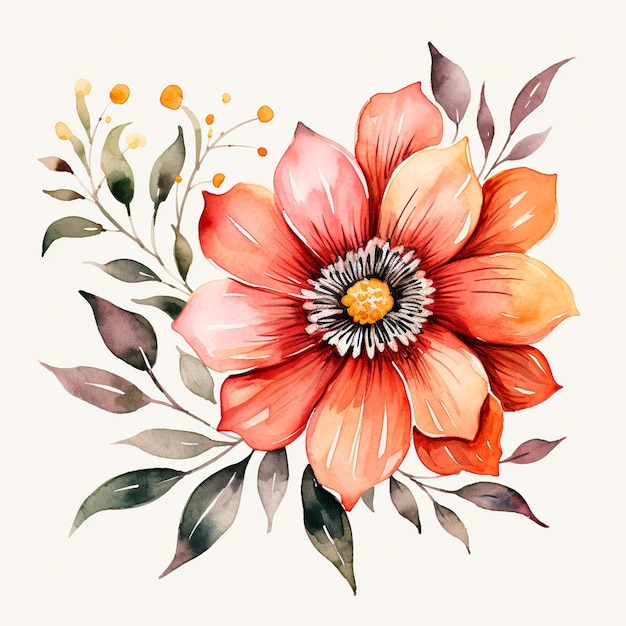 A vector watercolor flowers on white background