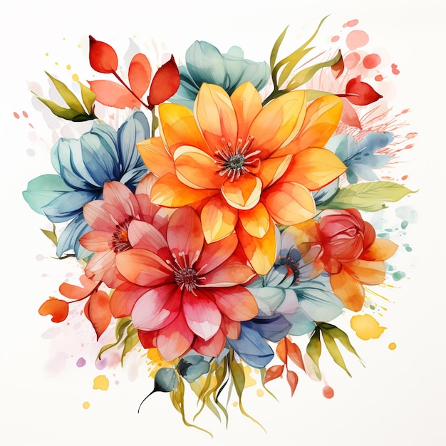 A vector watercolor flowers on white background