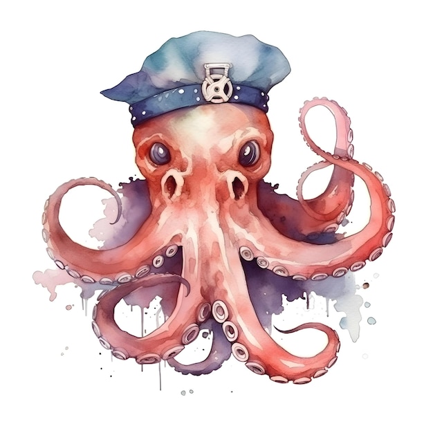 vector watercolor pirate octopus design