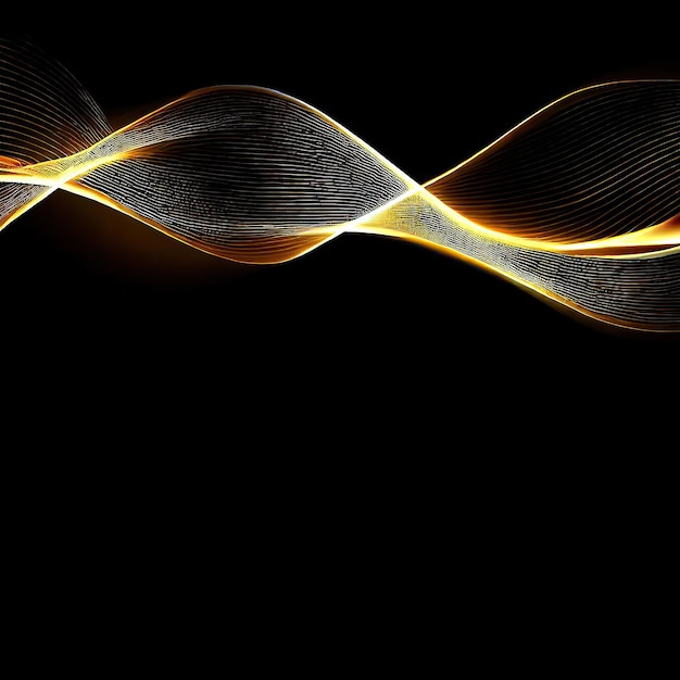 Vector wave lines smooth flowing dynamic gold gradient light