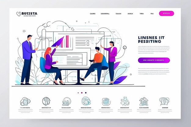 Vector web site linear art design template Zakelijk partnerschap concept