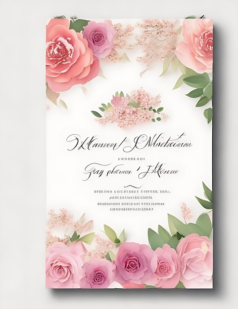 Vector Wedding Invitation Card Bloemen Template