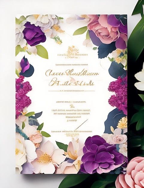 Vector Wedding Invitation Card Floral Template