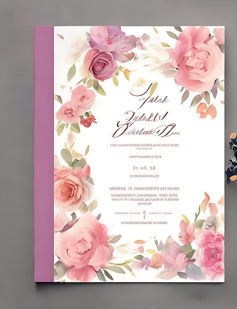 Vector Wedding Invitation Card Floral Template