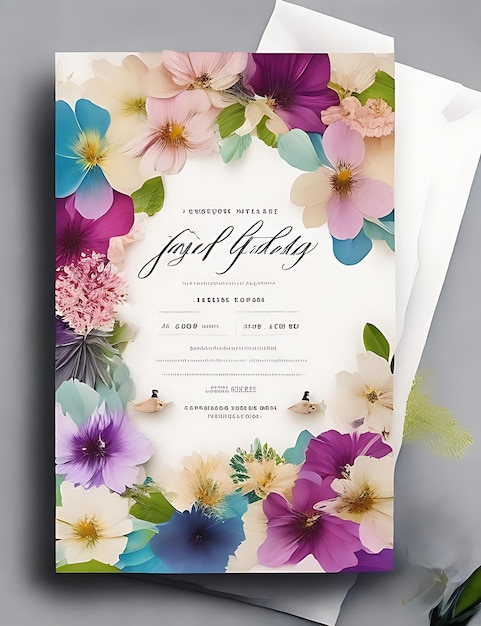 Vector Wedding Invitation Card Floral Template