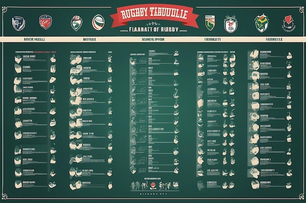 Vector wedstrijd schema van rugby toernooi alle wedstrijden datum Grootte A2 klaar f