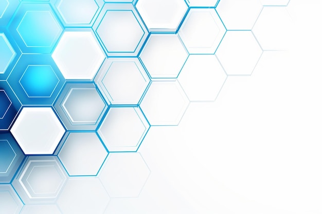 vector white background with blue tech hexagon