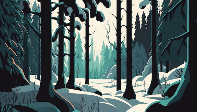 Vector winter boslandschap